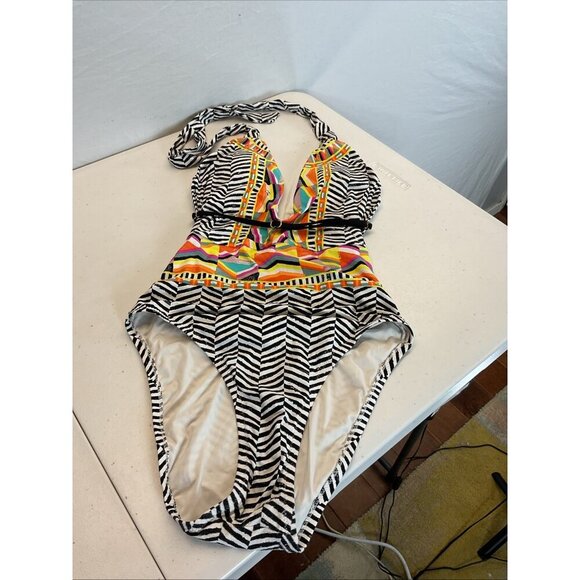 Trina Turk Womens Brasilia V-Plunge One Piece Swimsuit Multi-Colored Size 8 - Picture 5 of 13